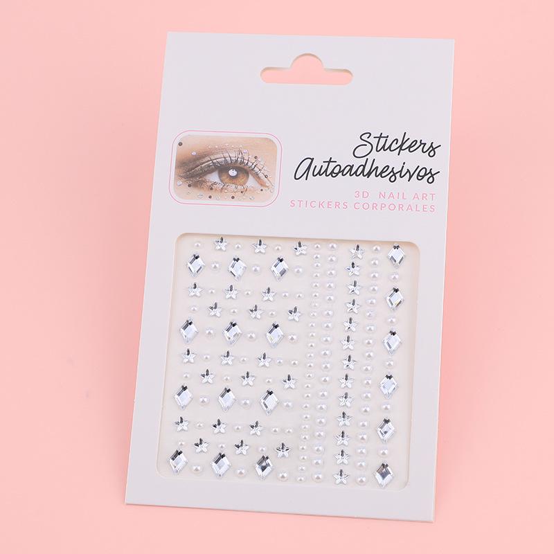 DIY Cross-Border Face, Eye, Brow, and Nail Decor Stickers with Pearls and Diamonds