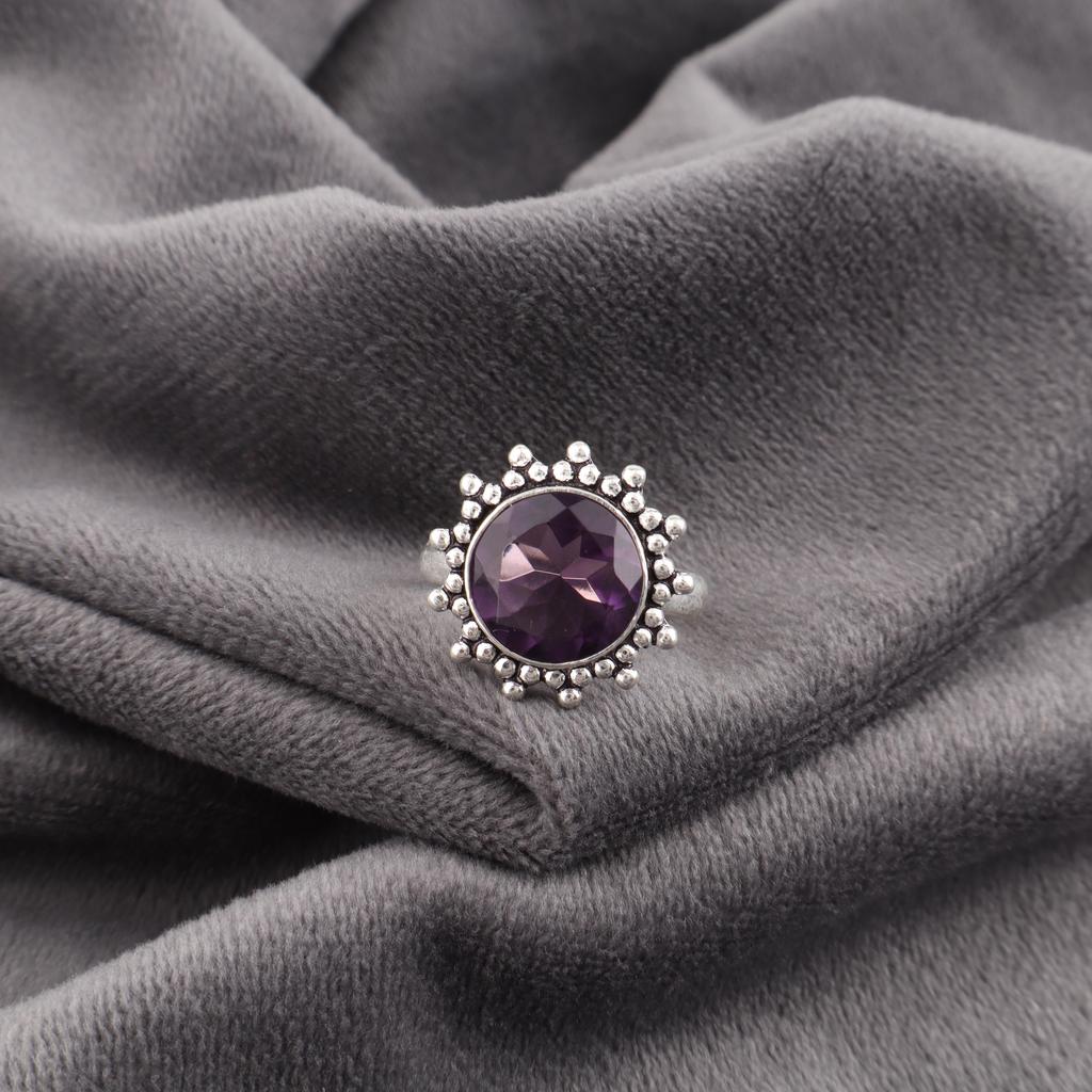 African Amethyst Gemstone Jewelry, 925 Solid Sterling Silver Ring, Handmade Silver Ring, Dainty Silver Ring Gift For Catholics