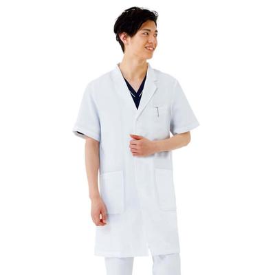 [Nursery] Daily Short-Sleeved Doctor's Coat for Men, Wrinkle-Resistant, Lab Coat, Doctor's Coat, Examination Coat, with Pockets, Medical, Size M, Whit