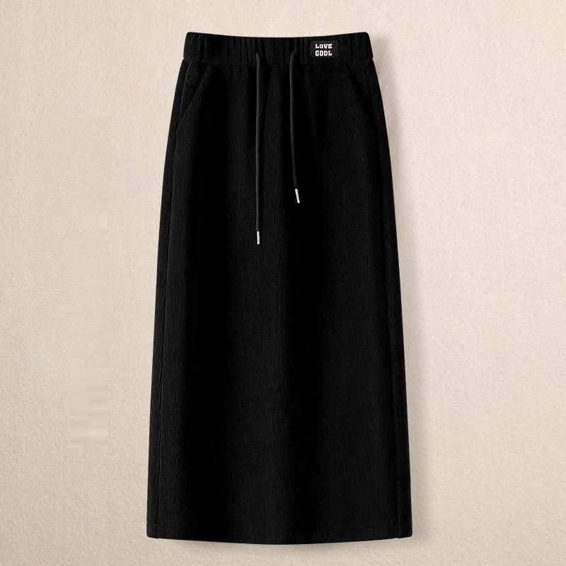Japanese Plus Velvet Elastic Waist A-Line Skirt, Autumn/Winter