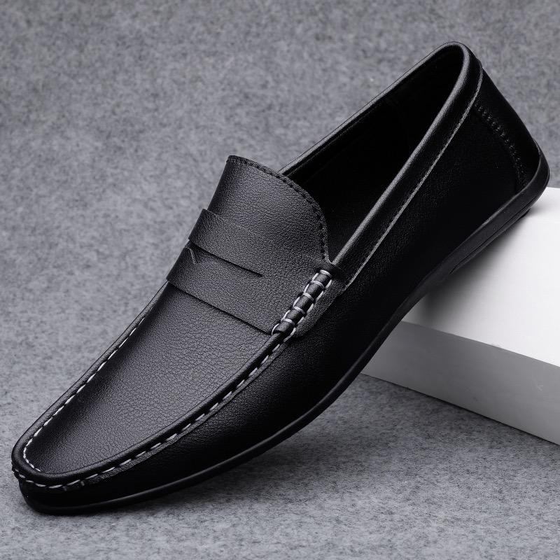 Men's Shoes Luxury Brand Business Leather Shoe Hollow Out Breathable Casual Shoes Moccas Slip On Loafers Light Driving Shoes