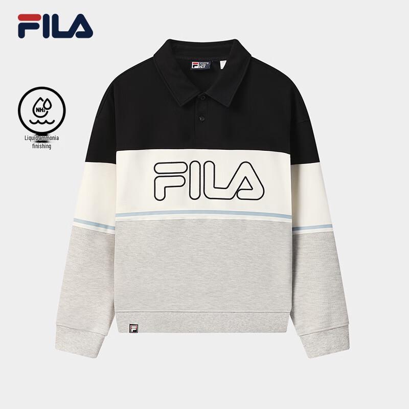 FILA Men's Color Block Knitted Long Sleeve Polo Shirt