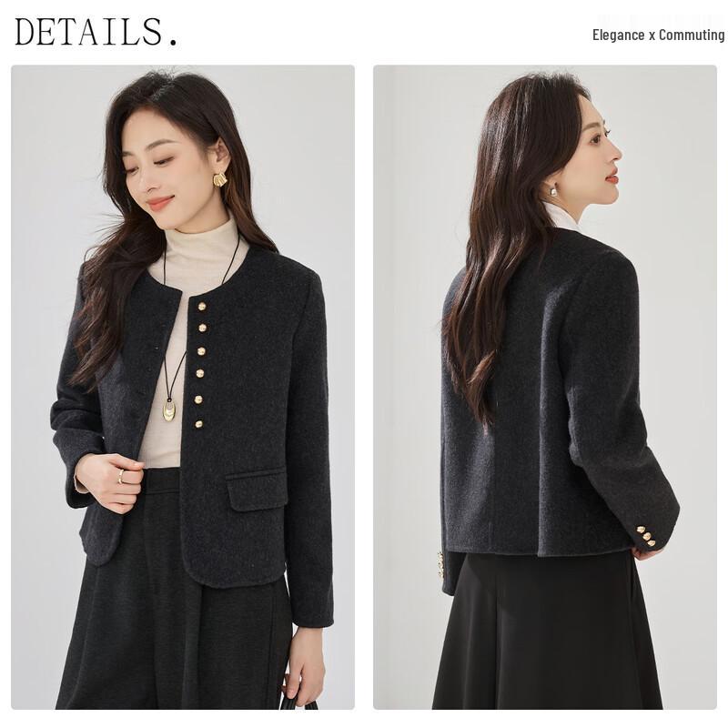 Handu Yishe Manteau Élégant Français pour Femme en Mélange de Laine Double Face