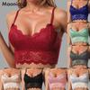 32A-95C Kvinnor Ärmlös spetsväst BH Cropped Top Camisole Vadderade linne Fitness Underkläder Blommor Spets Bralette 7 färger