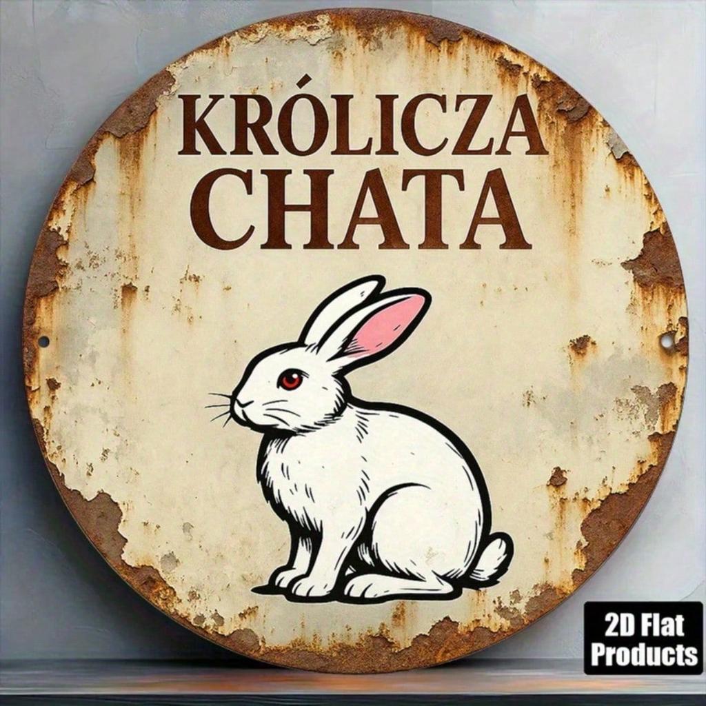 Vintage Metal Wall Art Rabbit House Sign Rustic Kitchen Decor