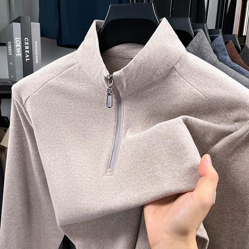 Men s Half Height Zipper Stand Up Collar Hoodie Autumn Winter Arrival Solid Color Simplicity Fashion Menswear M