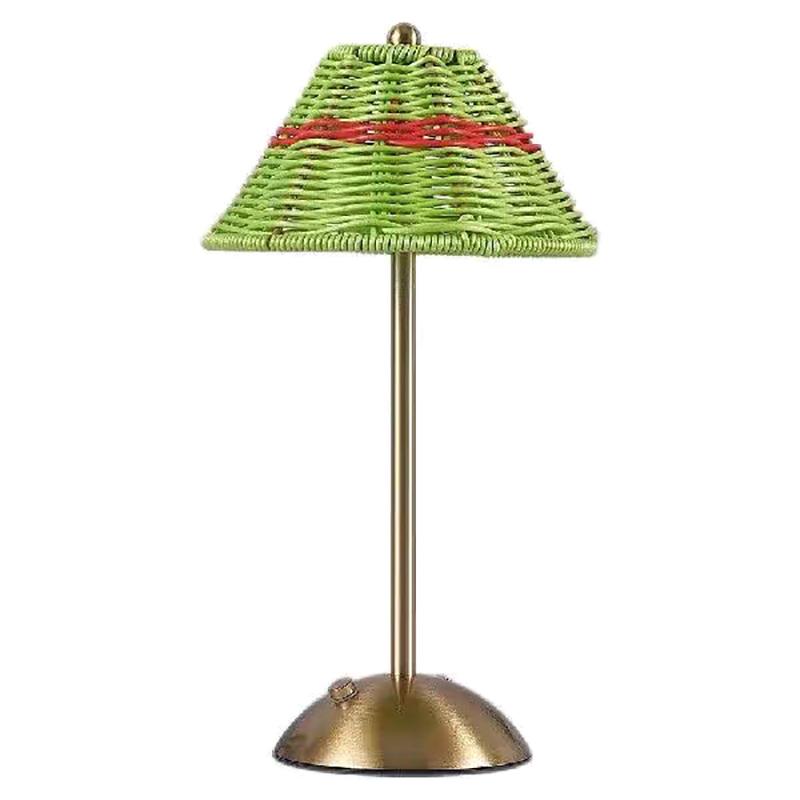 LED Rattan Wiederaufladbare Schreibtischlampe Sanfter Schein Retro Atmosphäre Beleuchtung für Südostasiatischen Stil Yoga Raum Dekor
