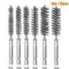 Wire Brush Drill Bore Cleaning Brush 1/4 " Hexagonal Handle Stainless Steel Brush for Anti-rust Cleaning of Pipe Ports 8-19mm