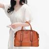 Johnature Vintage-Handtasche aus echtem Leder, große Kapazität, lässige Tragetasche, einfarbig, vielseitige Umhängetasche für Damen