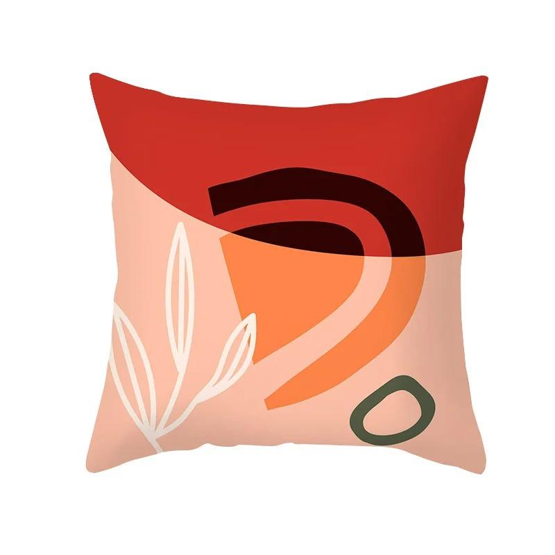 Office Living Room Home Pillowcase Morandi Geometric Leaf Print Pillowcase Car Ornaments