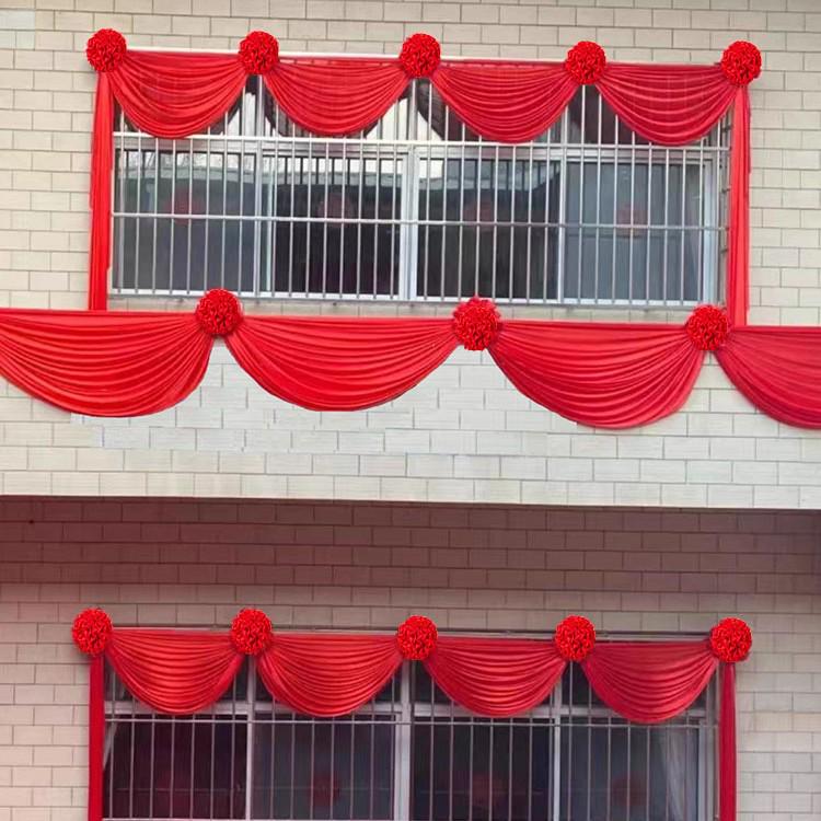 Satin Cloth Red Flower Arrangement for Staircase & Balcony Decor - Fade Resistant
