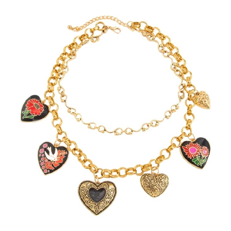 Vintage Inspired Sweet Heart Stackable Necklace Geometric Crosses Chain Lightweight Collarbone Chain for Women