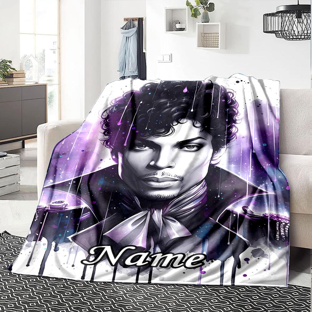 Custom Name Prince Theme Printed Blanket - Perfect for Couch, Bed, Travel & Outdoor Use | Machine Washable, Cozy & Durable.