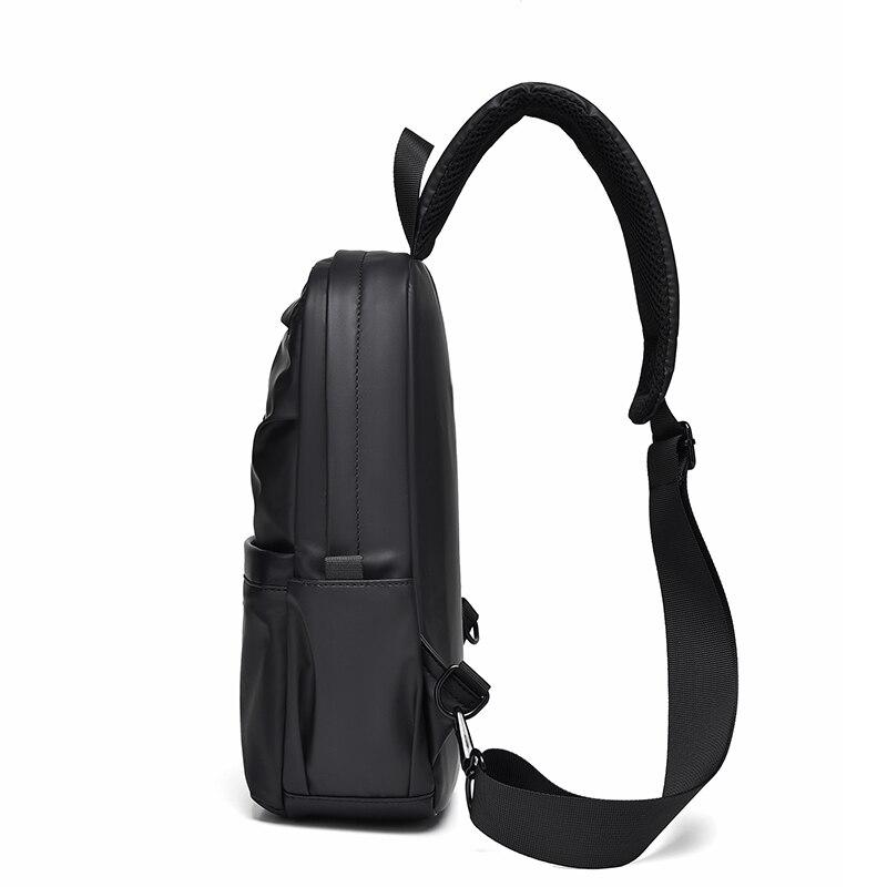 Men's Trendy Casual Leather Membrane Chest Bag Splash-proof Multifunctional Crossbody Chest Bag