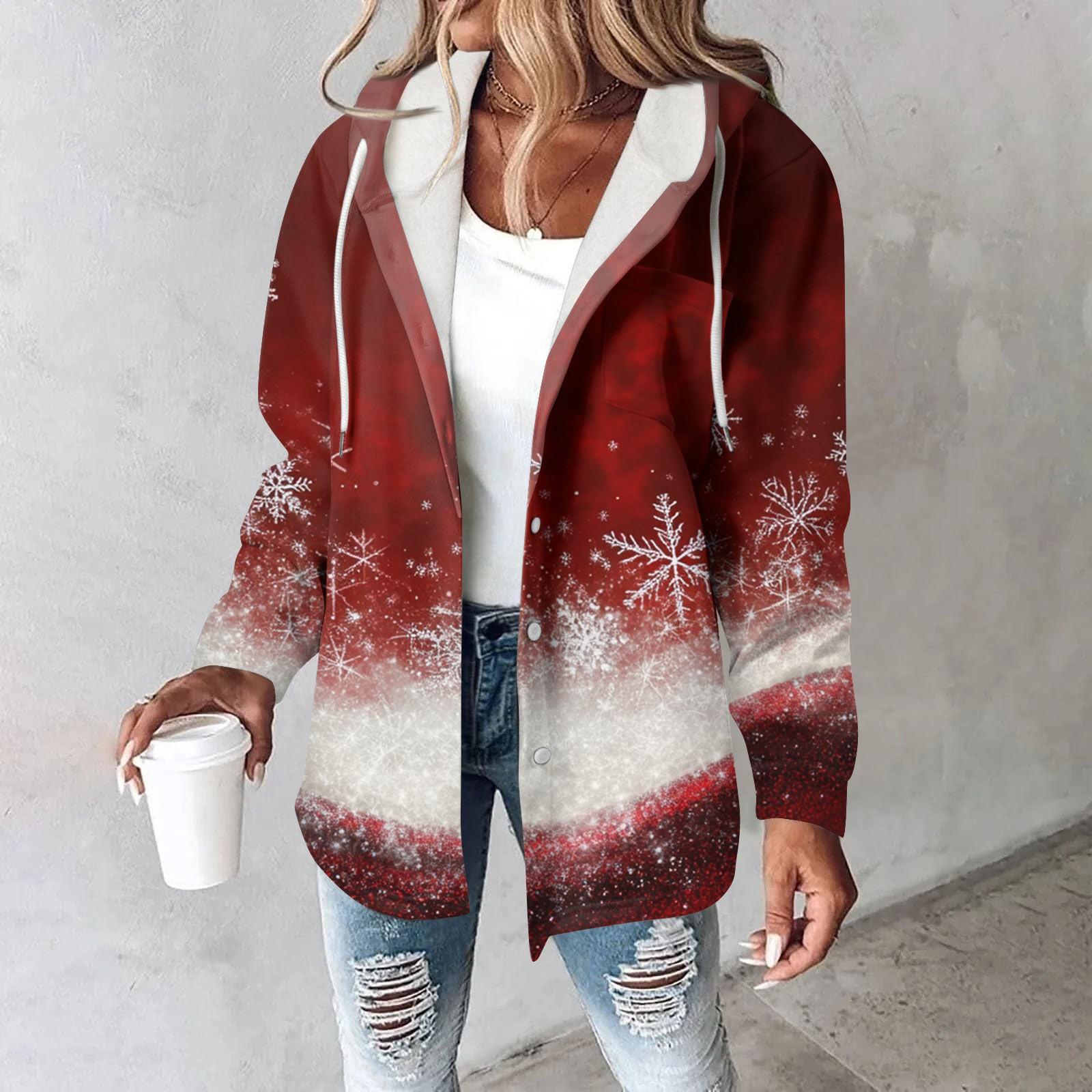 

Толстовки женские зимние теплые толстовки на пуговицах с капюшоном и завязками на шнурке с принтом куртка пальто XXXL винный