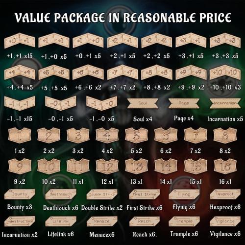 Ability, Loyalty, +1/+1 Counter Set Wood Keyword 194 Piece Set Magic the Gathering MTG Compatible Magic Token