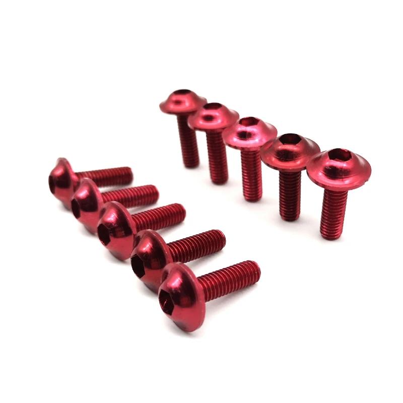 10pcs Motorcycle Bolts Screw M5 x 15mm Aluminum adornment Bolts Blue Anodised 20mm Bolts Red Screws M5 Cap Head oro