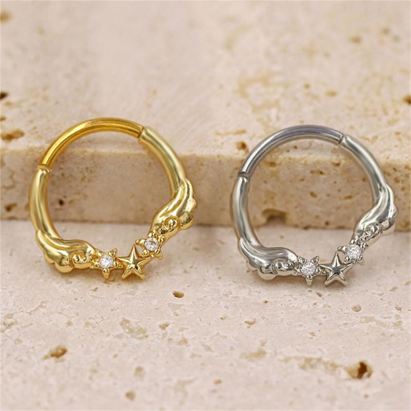 Crystal Nose Piercing Silver Color Septum Ring Stainless Steel Accessory for Ear Helix Cartilage Body Accessories