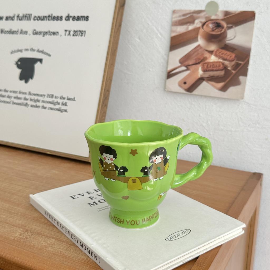 Cartoon Boy and Girl Ceramic Mug Home Drinking Water Cup Girls Water Cup Office Ceramic Mug Coffee Cup Environmentally Friendly
