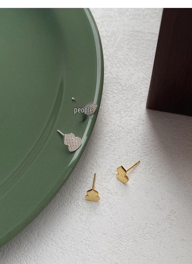 S999 Sterling Silver Crushed Ice Gourd Earrings - Sparkly Chinese Style for Women, Luxe Light, Elegant Niche Design