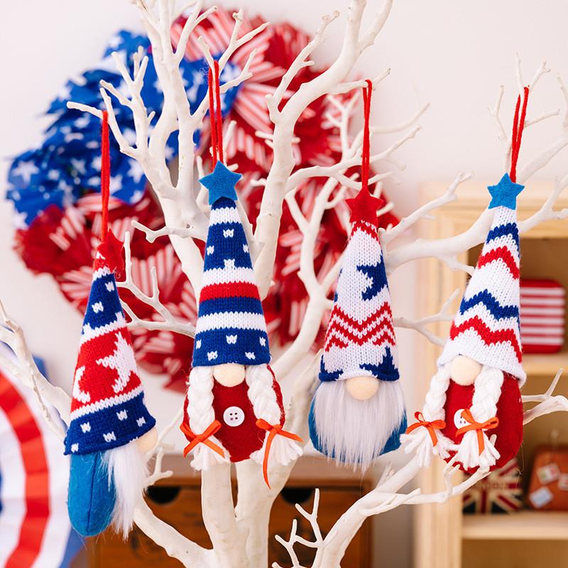 Handmade Patriotic Swedish Gnome Decor For Independence Day Featuring Adorable Knit Hats