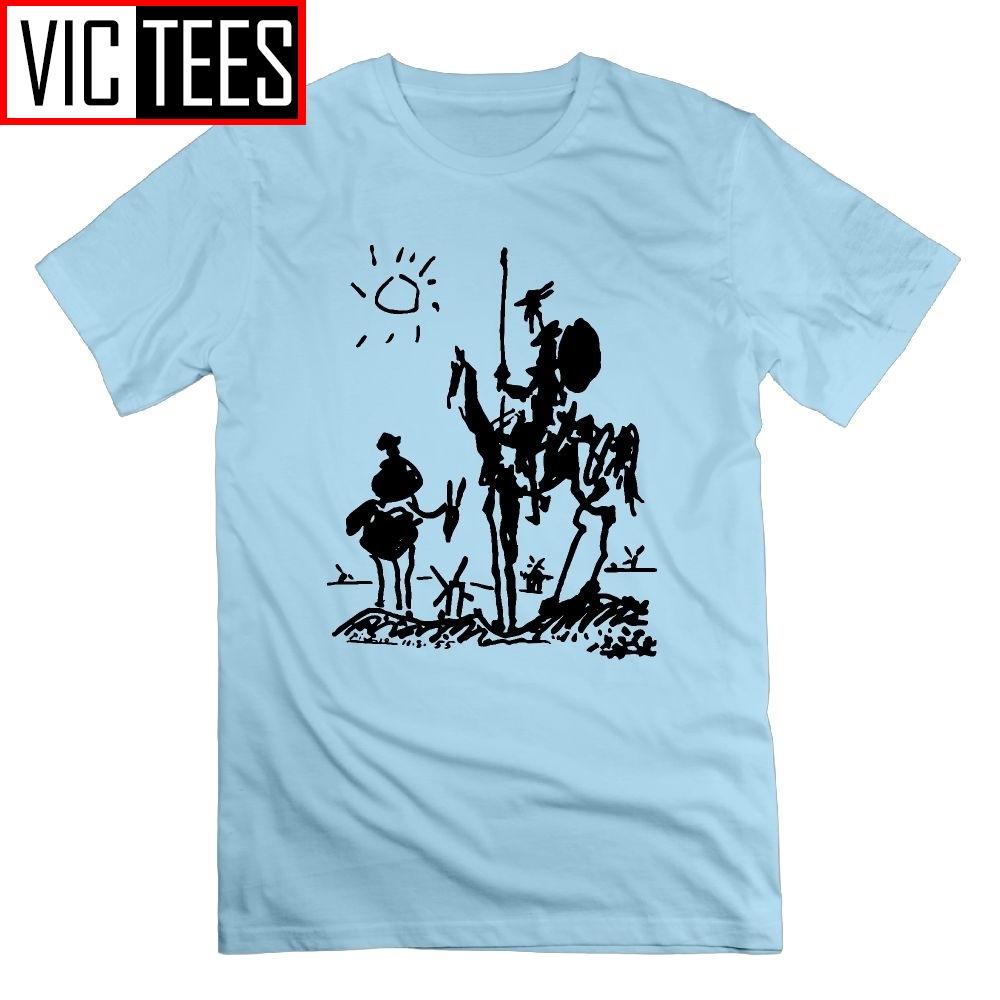 

Футболка мужская с рисунком Пикассо, рыцарь Дон Кихот, винтажные мужские футболки с коротким рукавом, 100% хлопок, забавные футболки с круглым вырезом S чёрный