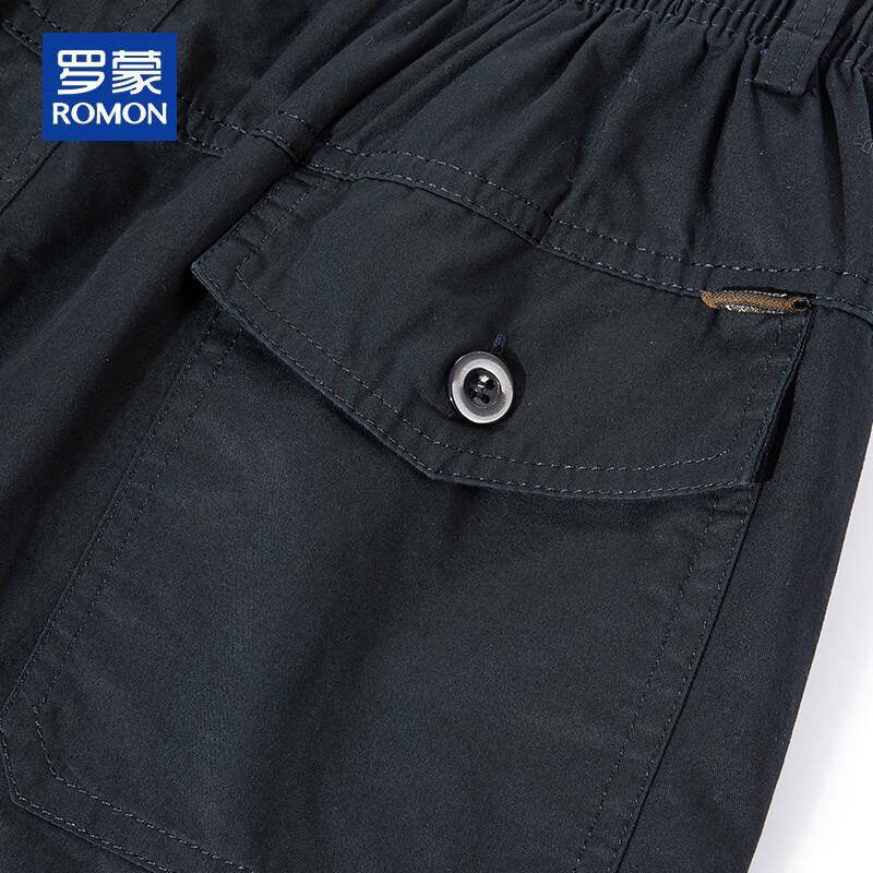 ROMON Men's Cotton 3/4 Drawstring Casual Shorts