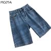 Short en Jean classique taille haute pour femme, pantalon à jambes larges, décontracté, assorti avec tout, mode d'été
