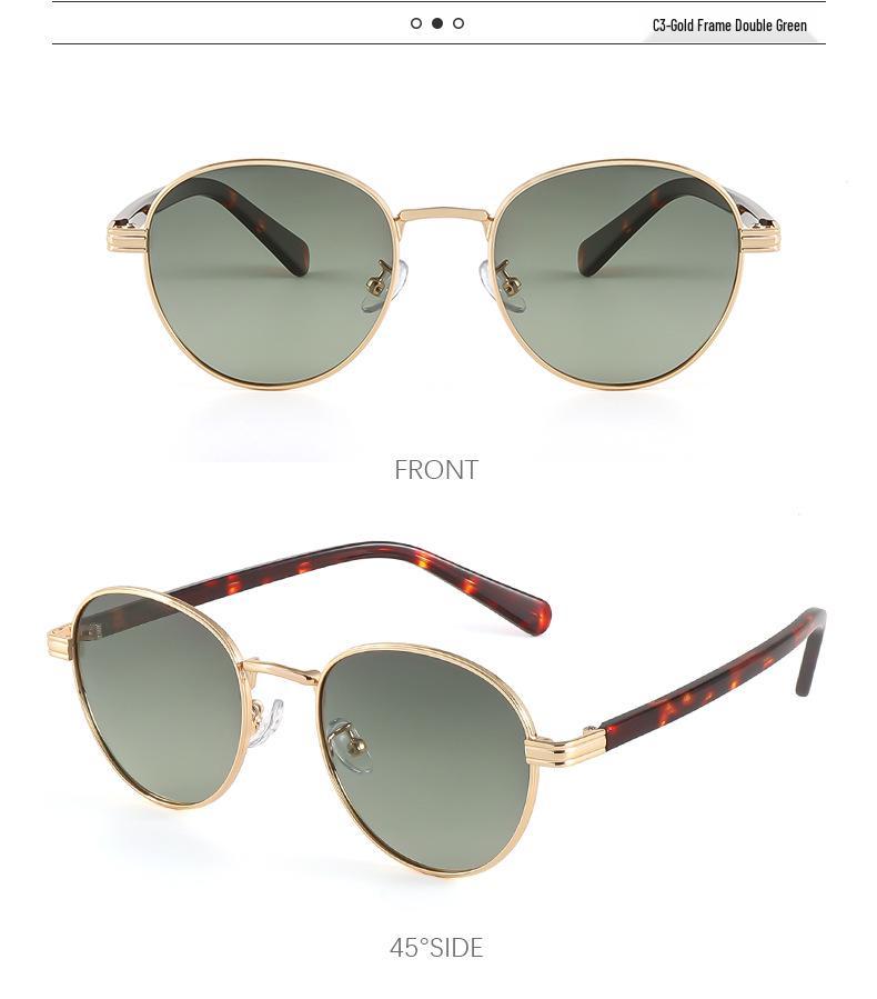 Retro Hong Kong Style Polarized Metal Sunglasses - Versatile High-End Streetwear
