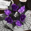 Purple Artificial Rose Flowers Spooky Table Candle Holders  Table Arrangement