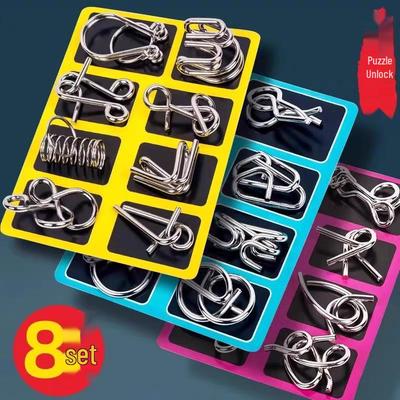 Neun ineinandergreifende Ringe Puzzle-Set: Lernspielzeug für Grundschüler