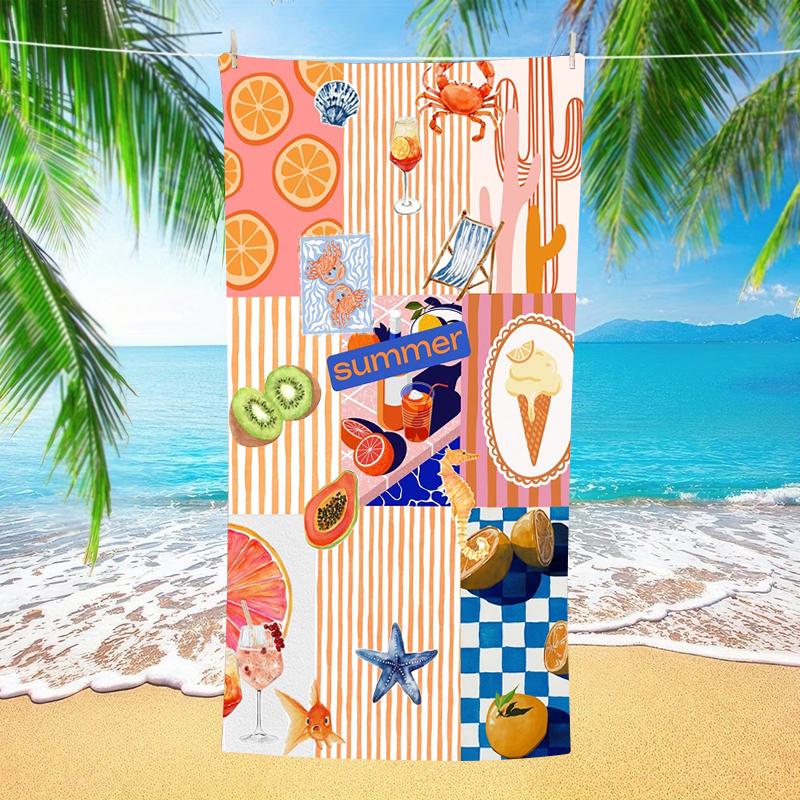 Microfiber Beach Towel Quick Dry Sand Free Oversized Lightweight Compact Travel Swim Pool Camping Gym Yoga Cute Gift For Kids