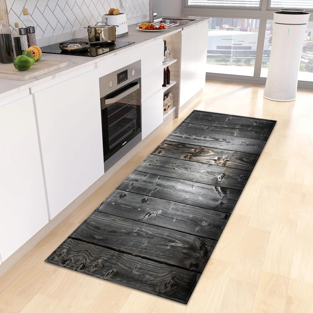 Wood Grain Kitchen Rug Bedroom Entrance Doormat Anti-Slip Living Room Floor Decor Carpet Home Bath Hallway Foot Mat Custom Made