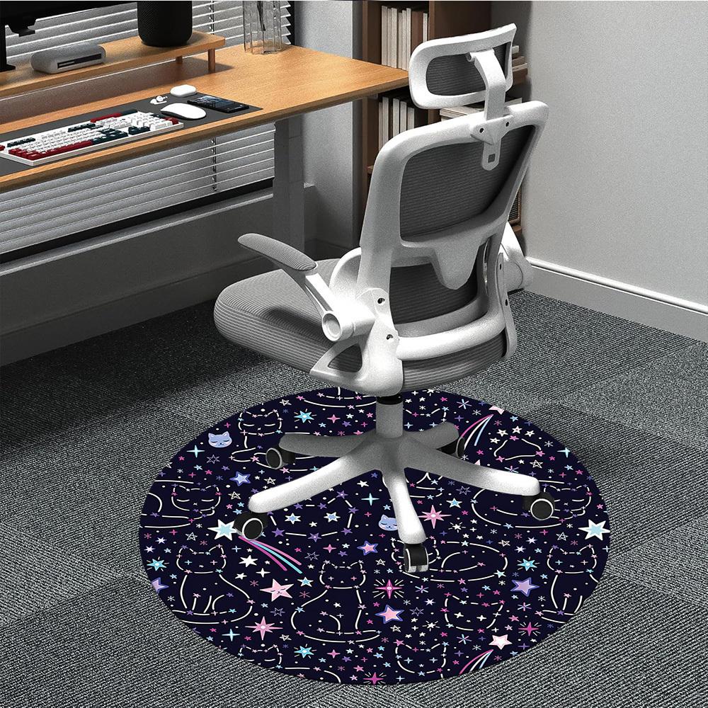

1pc Cat Constellation Pattern Chair Carpet for Office Non Slip, Machine Washable Rug for Office, Room Holiday Decor for Christmas, Birthday Polyester 80cm
