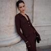 2025 Autumn European & American Women's Knitted Wool Dress with Button Shirt Collar