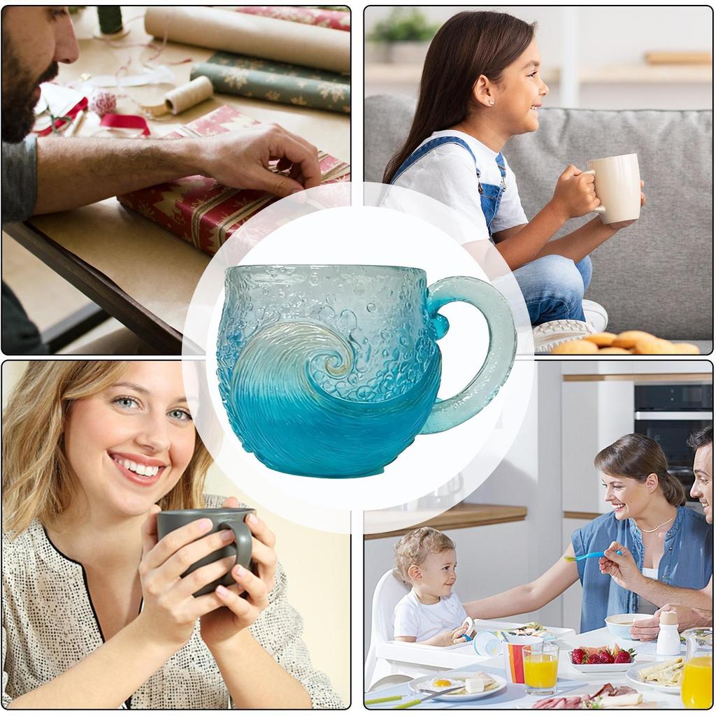 Beach Mug 12 Oz Sea Theme Water Tea Cup Coffee Resin Mug for Bar Kitchen Home Cafe Party Gathering Picnic