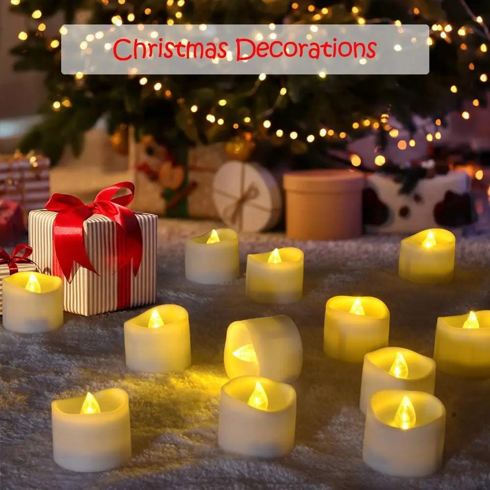 6/12Pcs Flameless LED Candle Lights Creative Wishing Led Tea Lamp Warm White Halloween Wedding Christmas Decoration Candle Light