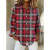 Christmas Women's Shirt Graphic Plaid Snowflake Elegant Vintage Tropical Long Sleeve Shirt Collar Regular Tops Daily Holiday