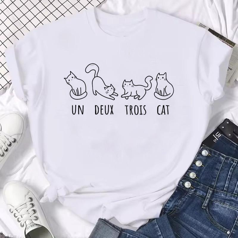 Women Unisex Graphic Tshirt Streetwear Harajuku Graphic Ulzzang Tshirt Funny Cute Cat Vintage Tee Shirt Aesthetic Y2k Tops FeUnisex