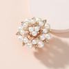 Elegant Temperament Exaggerated Diamond-encrusted Pearl Flower Ring, European and American Fashion Creative Opening Ring
