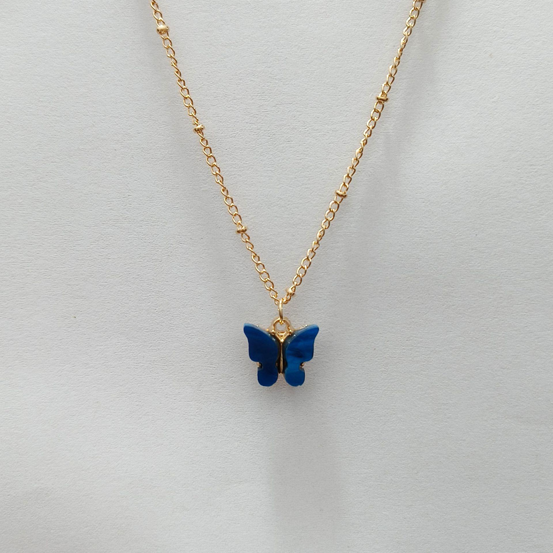 Разноцветное ожерелье-подвеска с бабочкой - Модный женский ароматный стиль синий