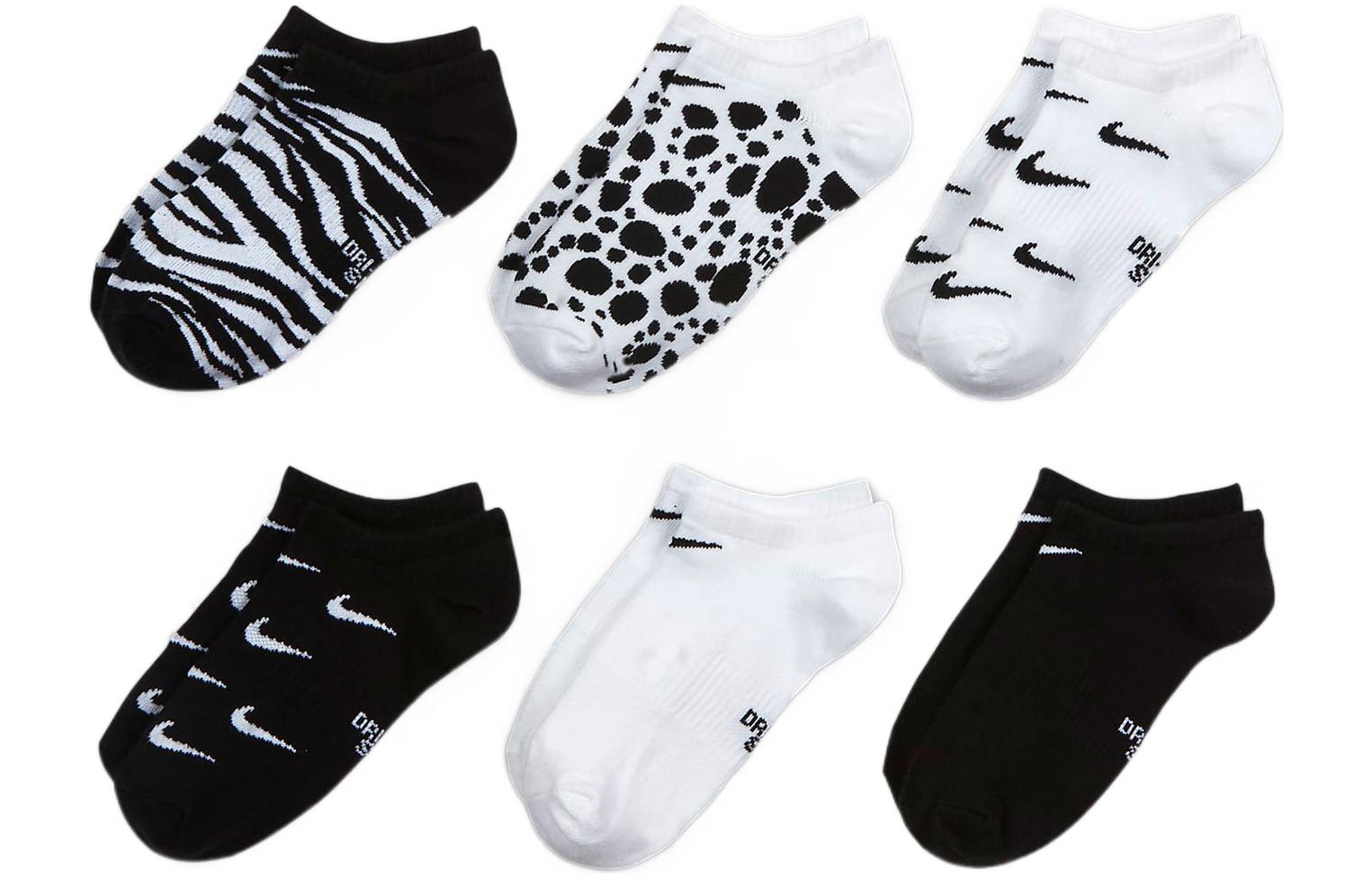 Nike Kids Socks 6 Pack Black White Kids  DA2407-902 M