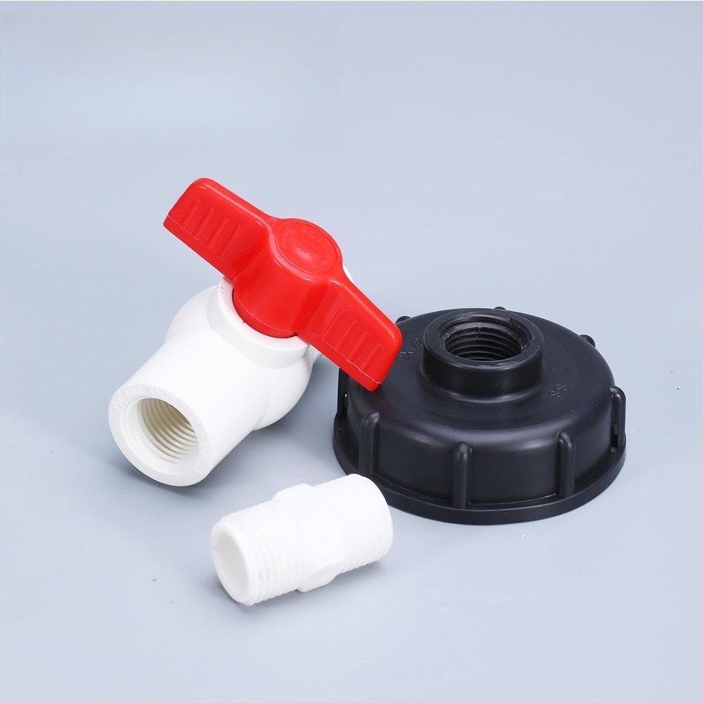 1/2" 3/4" ABS Plastic Water Tank Connector with PVC Ball Valve Fish Tank Aquarium Outlet Bucket Connector Drain Pipe Fitting