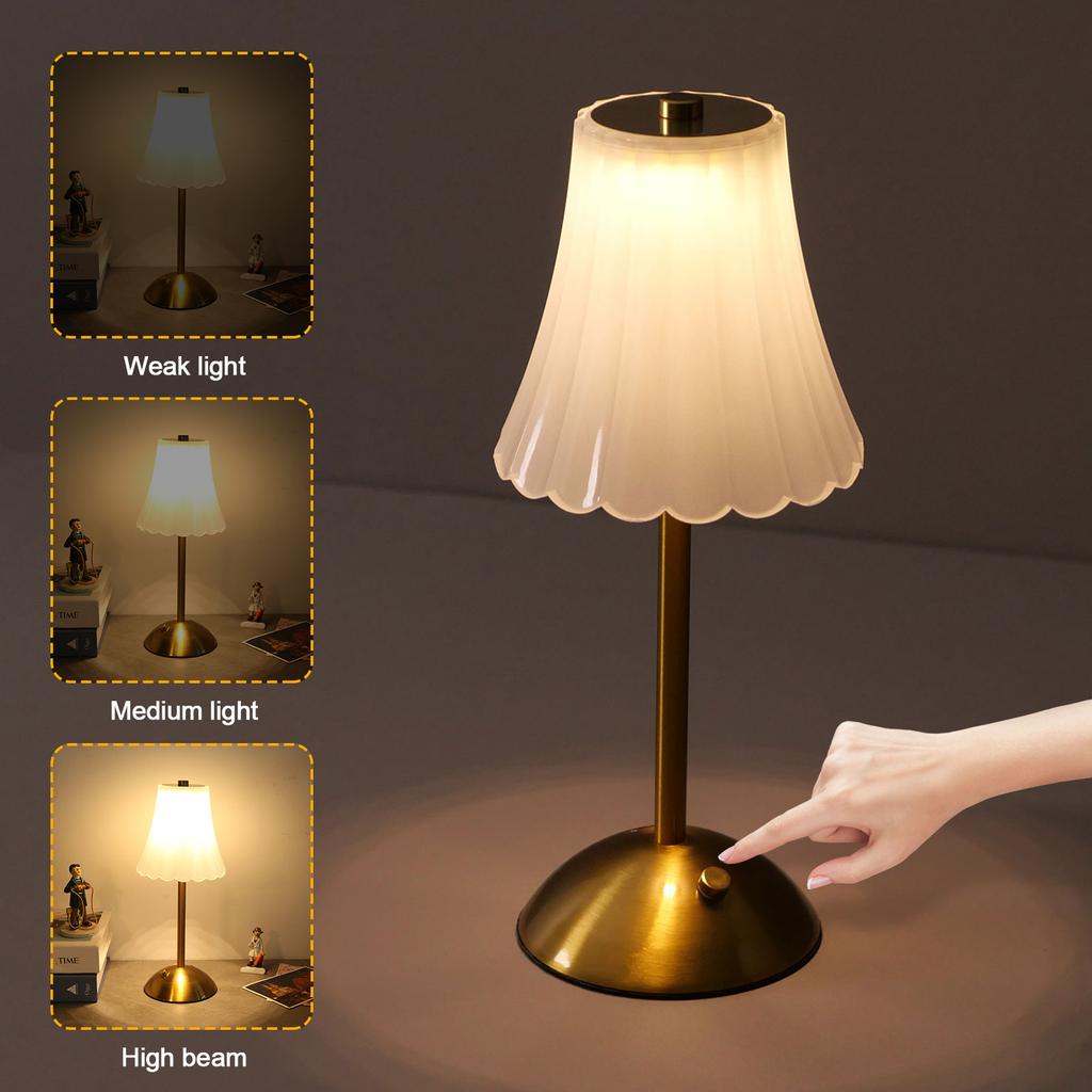 LED Elegant Table Lamp Touch Sensor Desktop Night Light Type-C Rechargeable Crystal Touch Desktop Light for Bar Hotel Restaurant