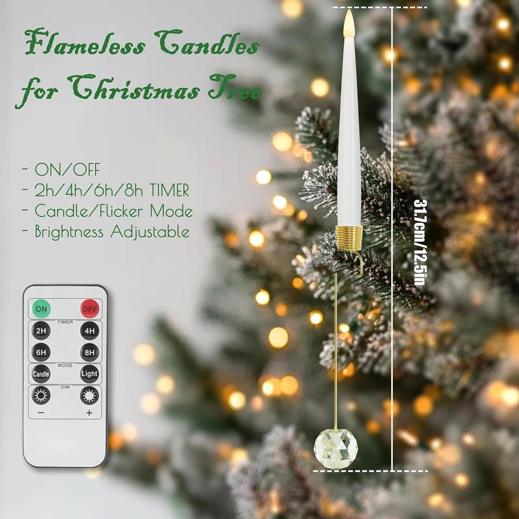 Weihnachtsbaumkerzen mit Fernbedienung Falsche LED-Kerze Batteriebetrieben Mit Fernbedienung 6 Stück Flammlose LED Mit Perlenkugel Haken Dekoration