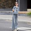 Denim wide-leg pants set women's summer new age-reducing temperament thin casual two-piece set