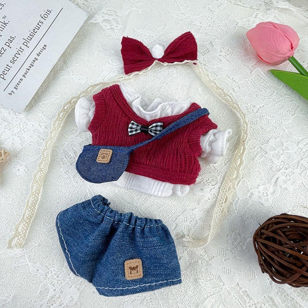 20CM Puppenkleidung Multicolor Puppe Kopfbedeckung Kleid Set Spielzeug Puppenzubehör Baumwolle Gefüllte Puppe