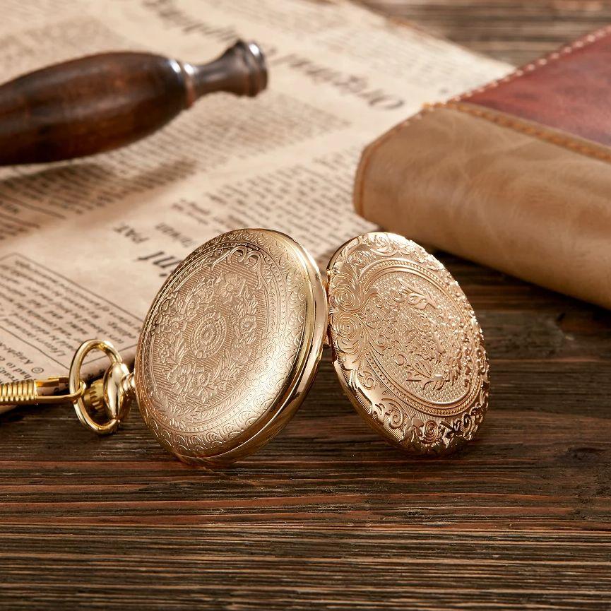 Vintage classic quartz pocket watch exquisite carved flip chain pendant men women pocket watches reloj