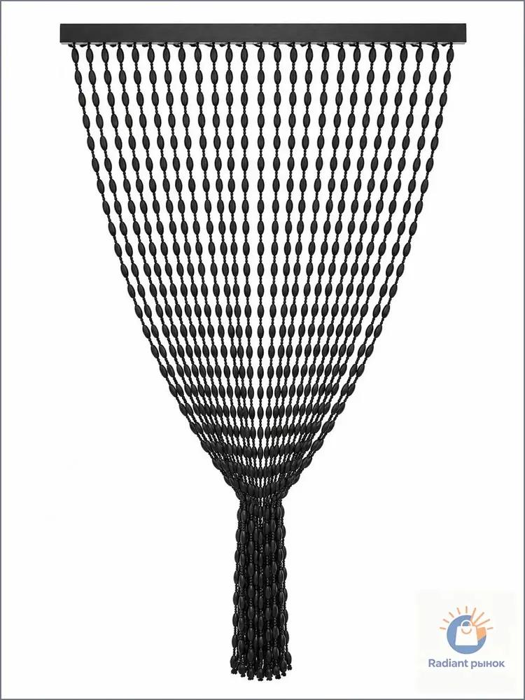 Curtain on the door of beads 100x200 cm black