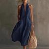 Women's Halter V Neck Sleeveless Loose Maxi Dress with Pockets Summer Dress